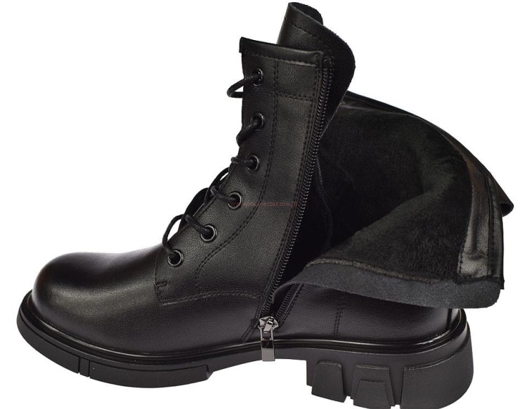 Botki damskie niskie Jankowski JK/B-3-106 czarne ze zdobionym obcasem i ociepleniem