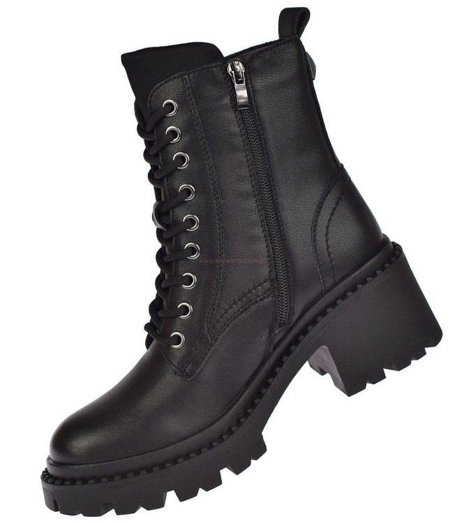 Sznurowane botki damskie Jankowski skórzane, z zamkiem