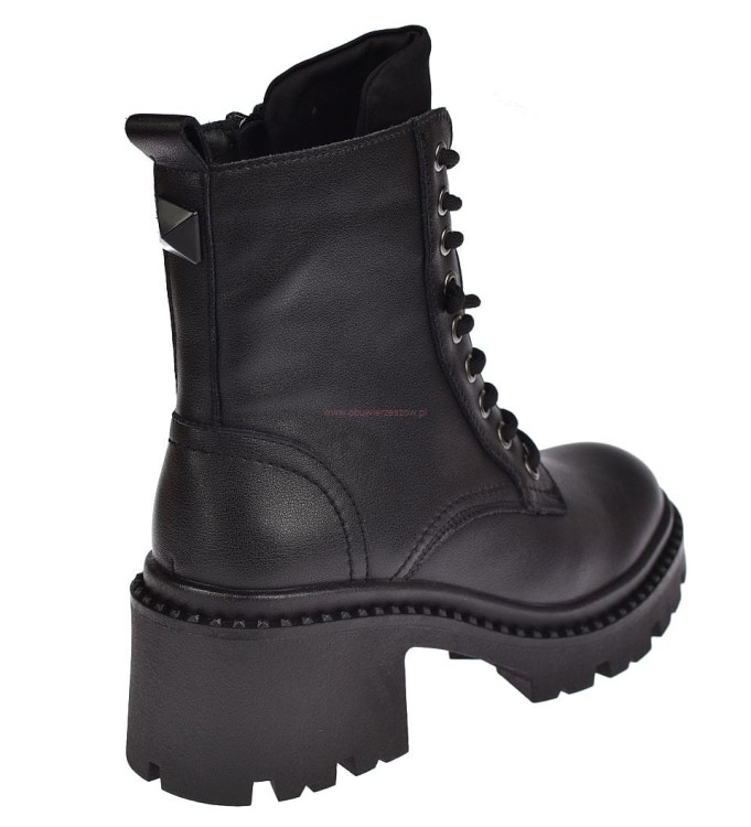 Botki damskie skóra czarne na obcasie klocek 6 cm – JK/B-3-125