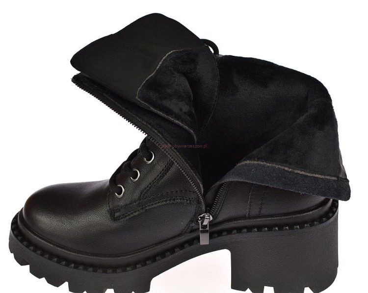 Skórzane glany damskie ocieplane na suwak