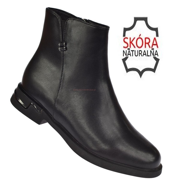 botki damskie czarne skórzane wygodne jesień zima