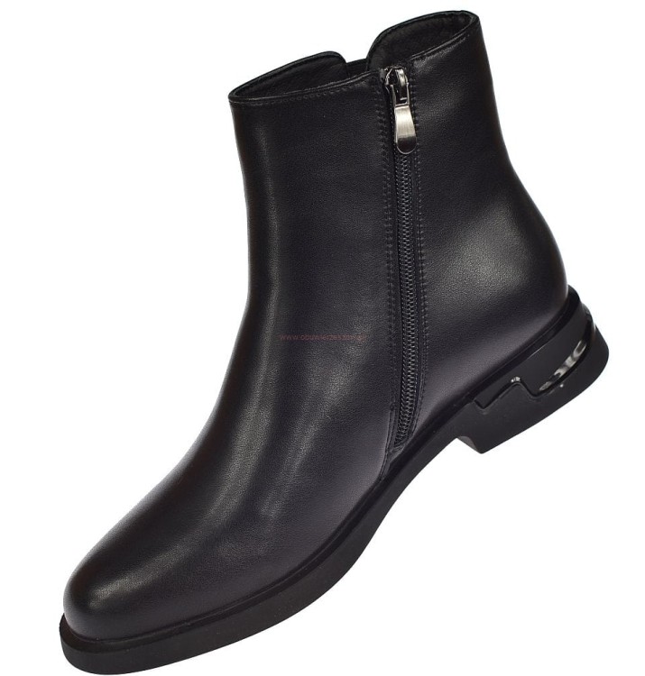 eleganckie botki damskie skórzane Jankowski czarne z zamkiem