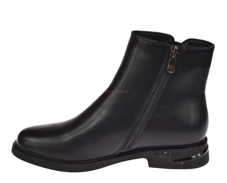 Ocieplane botki damskie ze skóry na płaskiej podeszwie