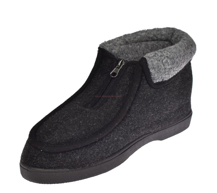 Męskie bambosze filcowe ocieplane botki na suwak