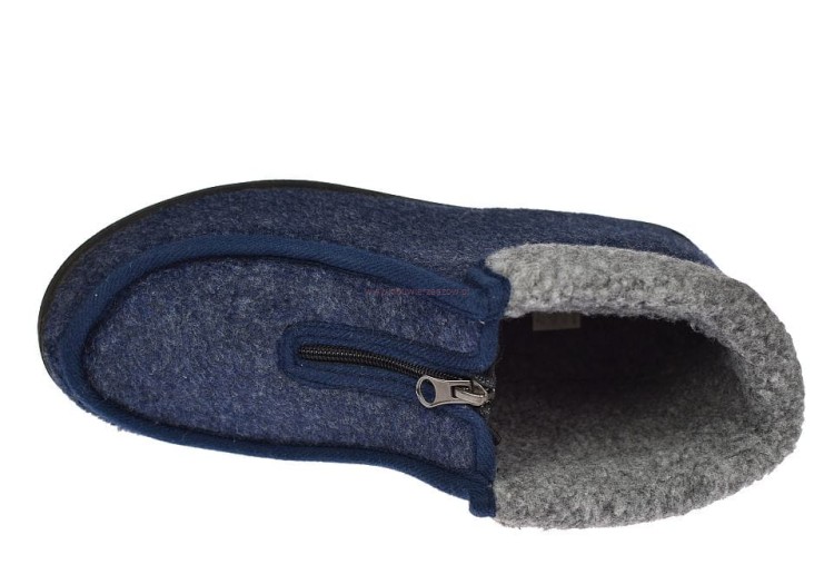 Bambosze męskie W080-2 granatowe – wnętrze z miękkiego futerka