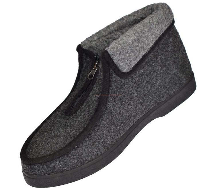 Bambosze męskie W080-2 szare – wnętrze z miękkiego futerka