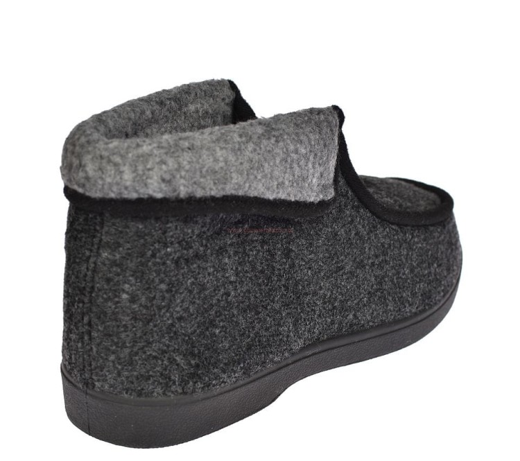 Ocieplane kapcie męskie W080-2 szare – wygodne wsuwane bambosze domowe