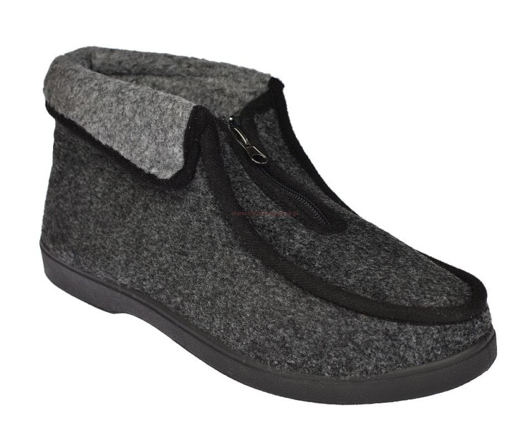 Bambosze filcowe męskie ocieplane wysokie kapcie