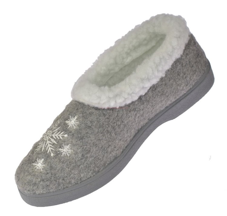 Bambosze damskie B041 jasny popiel – krótkie, ciepłe kapcie wsuwane