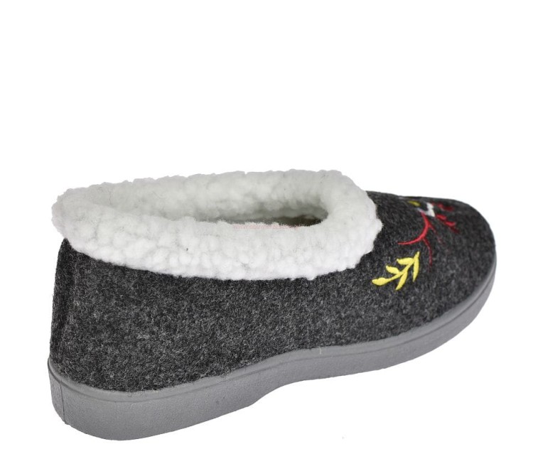 Damskie kapcie B040 szare – antypoślizgowa podeszwa filcowych bamboszy