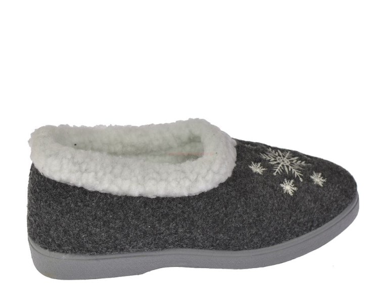 Bambosze filcowe damskie B041 szare – wsuwane, ciepłe i wygodne