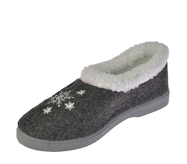 Kapcie damskie B041 szare – eleganckie i praktyczne bambosze filcowe