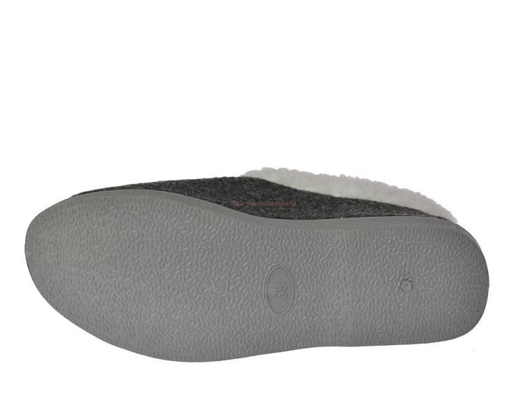 Bambosze damskie B041 szare – wygodne wsuwane kapcie z odwijanym futerkiem