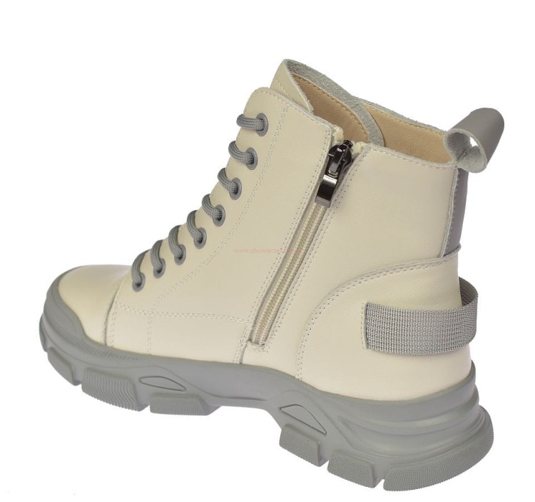 Glany skórzane damskie botki na suwak