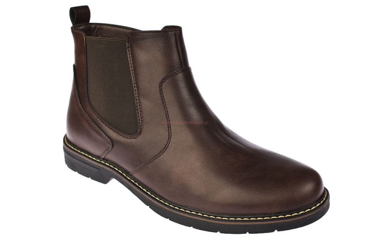 Męskie botki zimowe Skotnicki 0709 brąz, antypoślizgowa podeszwa i elegancki design