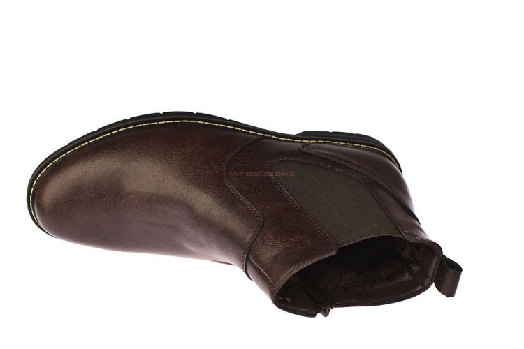 Ocieplane wnętrze sztybletów męskich Skotnicki 0709 brąz, miękkie futerko ekologiczne