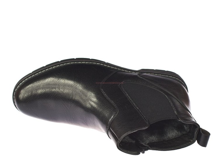 Ocieplane wnętrze czarnych sztybletów męskich Skotnicki 0709, miękkie futerko ekologiczne