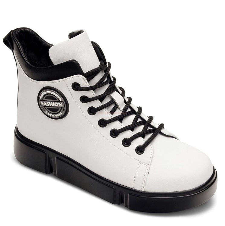 Wygodne trzewiki damskie skórzane białe kolekcja jesień zima