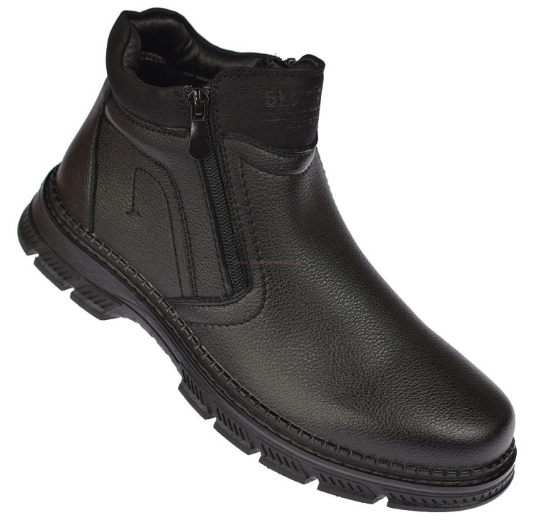 Sztyblety męskie Skotnicki B-4-0754 czarne botki zimowe na suwak