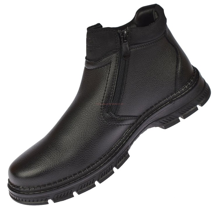 Ocieplane botki męskie czarne Skotnicki futerko zimowe