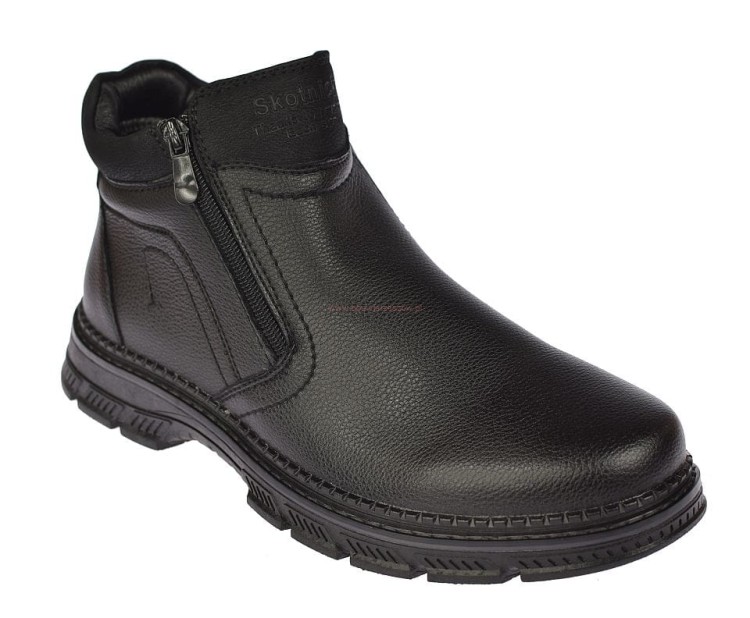 Czarne sztyblety męskie eleganckie zimowe z zamkiem