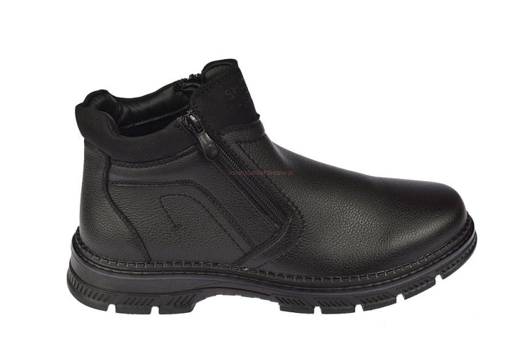 Botki męskie zimowe Skotnicki B-4-0754 eko skóra czarne