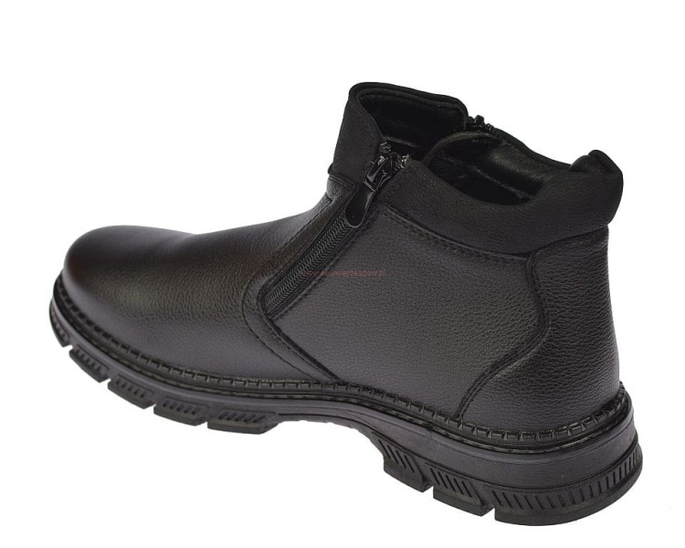 Czarne botki męskie zimowe z antypoślizgową podeszwą