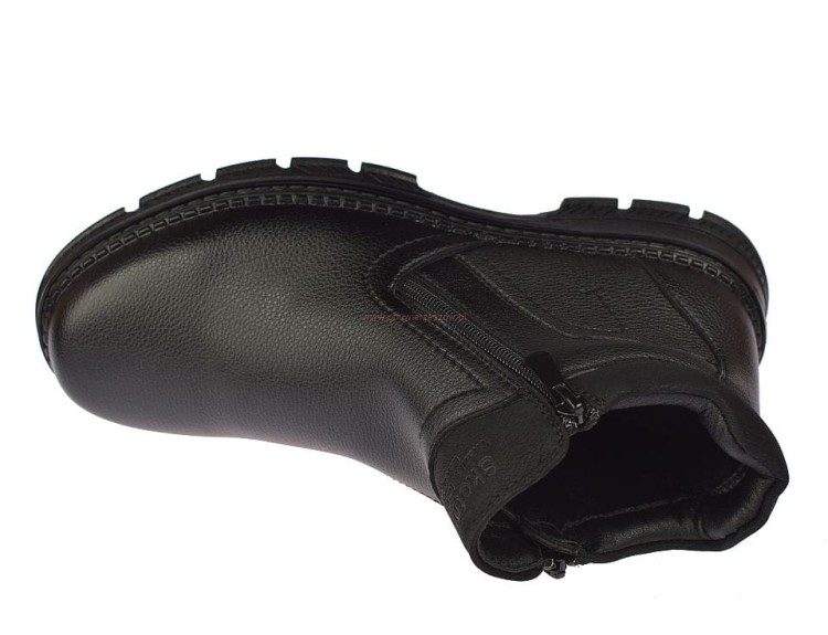 Czarne botki męskie na suwak Skotnicki ocieplane zimowe