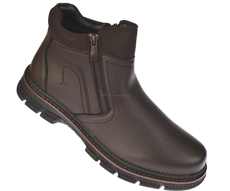 Sztyblety męskie Skotnicki B-4-0754 brązowe botki zimowe na suwak