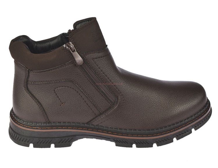 Botki męskie zimowe Skotnicki B-4-0754 brązowa eko skóra