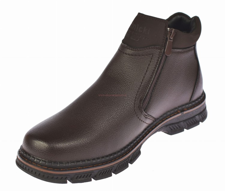 Ocieplane buty męskie zimowe brązowe sztyblety Skotnicki