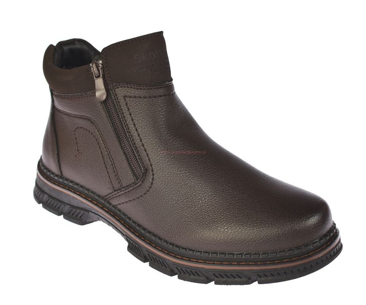 Sztyblety męskie zimowe brązowe eleganckie buty Skotnicki