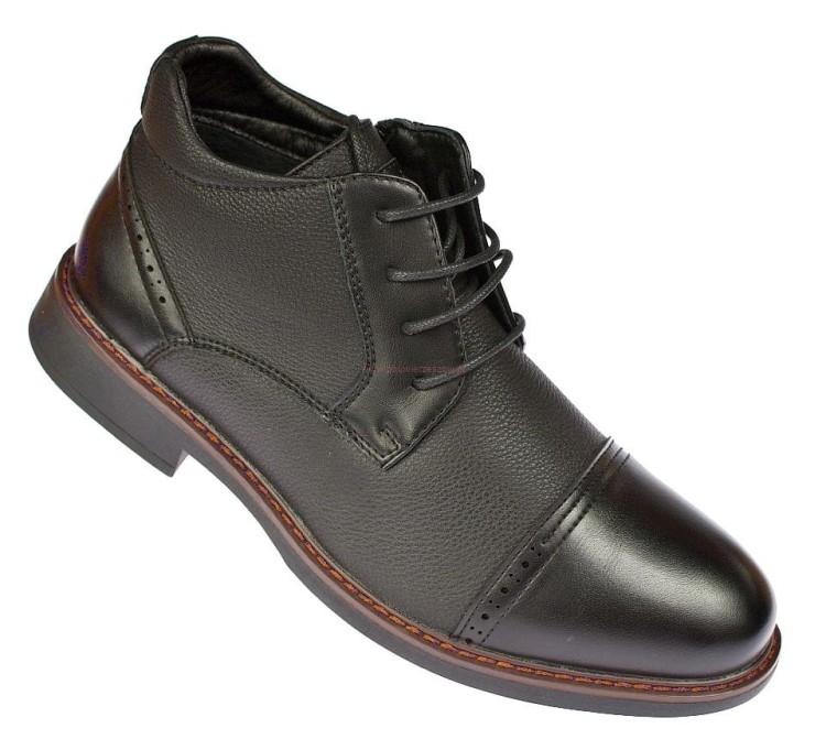 Sztyblety męskie Skotnicki B-4-0751 czarne botki zimowe na sznurowadła i suwak