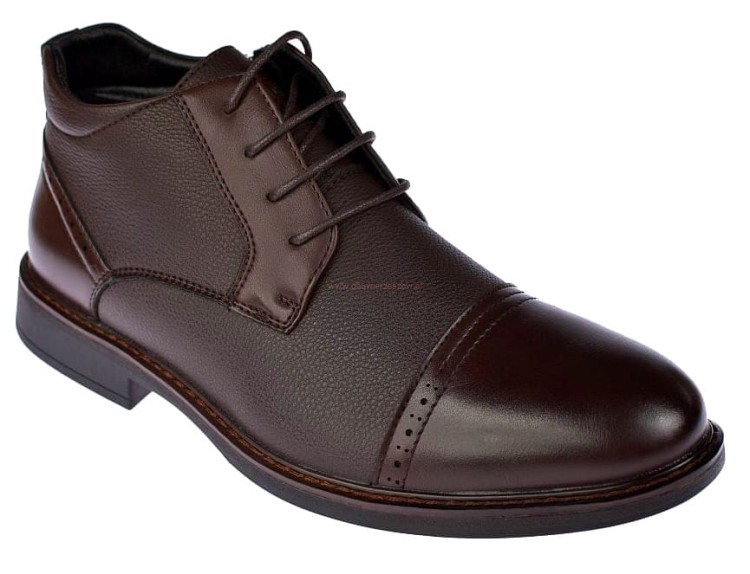 Brązowe botki męskie ocieplane futerkiem Skotnicki zimowe