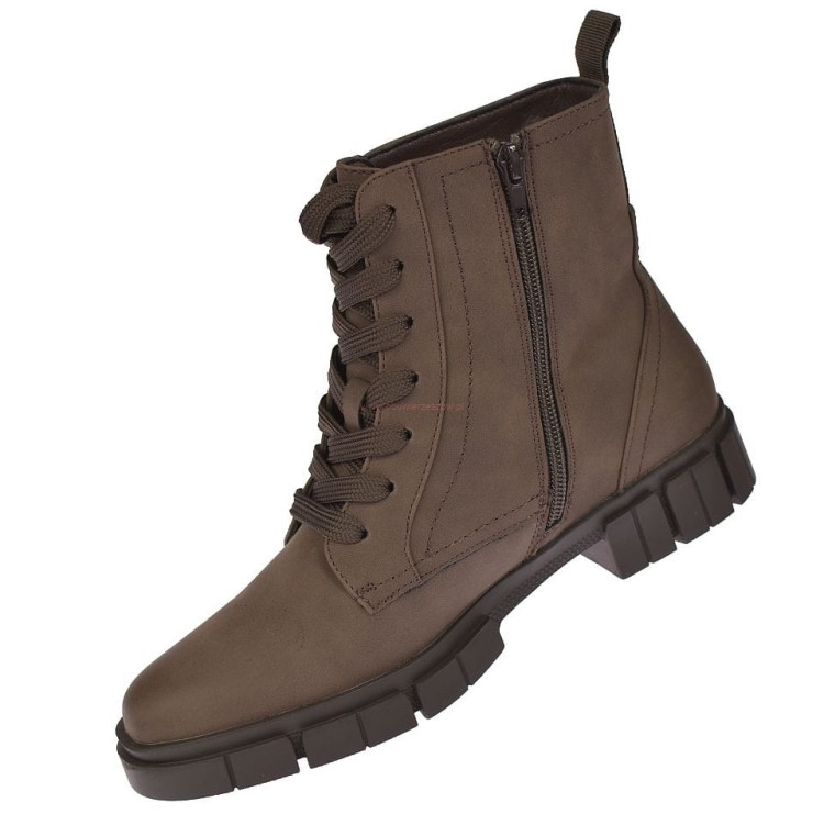 Trapery damskie brązowe Skotnicki B-3-1347 botki wysokie nubuk