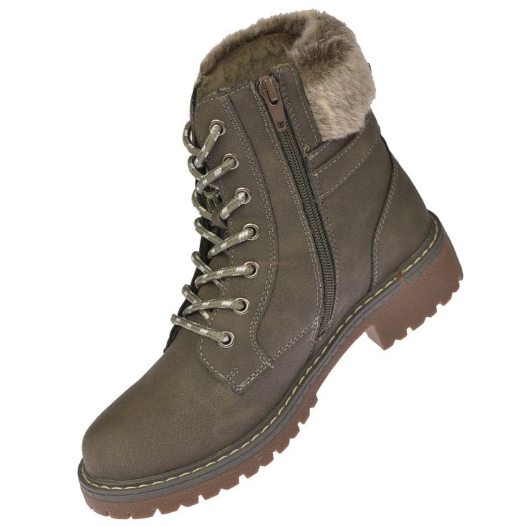 Botki damskie Skotnicki B-3-1344 szare trapery z futerkiem