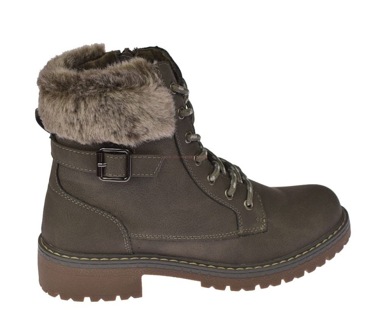 Botki damskie Skotnicki B-3-1344 szare ocieplane futerkiem