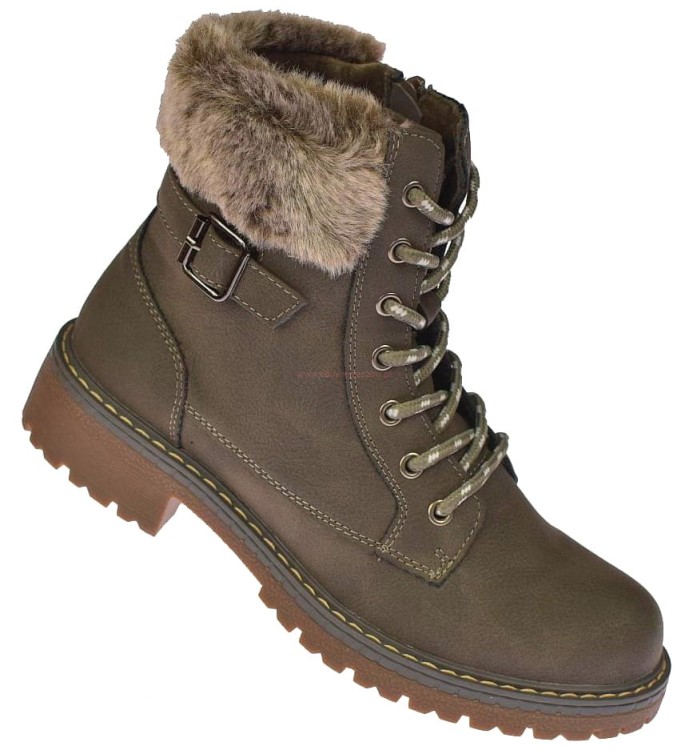 Trapery damskie botki Skotnicki B-3-1344 szare ocieplane glany