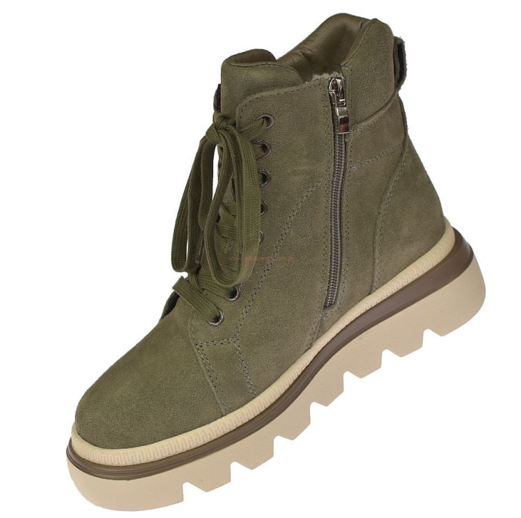 ocieplane botki zamszowe damskie B-3-1379 khaki