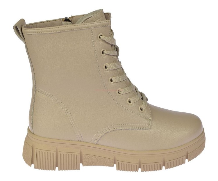 botki damskie Skotnicki B-31378 beżowe ocieplane futerkiem