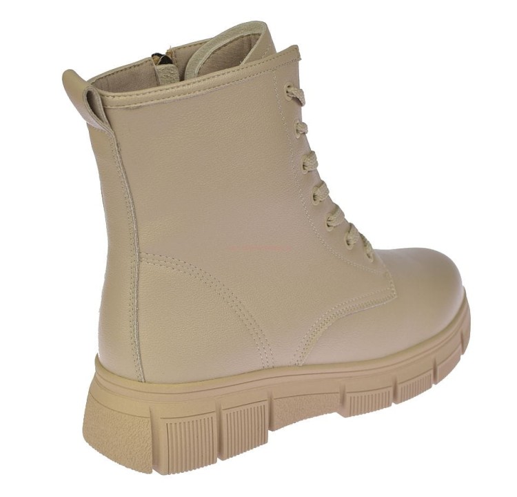 trzewiki damskie beżowe skórzane zimowe z antypoślizgową podeszwą