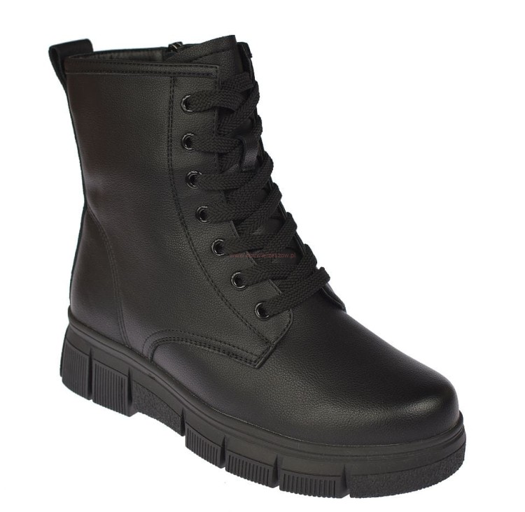 czarne trzewiki damskie Skotnicki ocieplane futerkiem