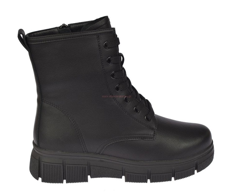 botki damskie skórzane czarne z platformą 4,5 cm