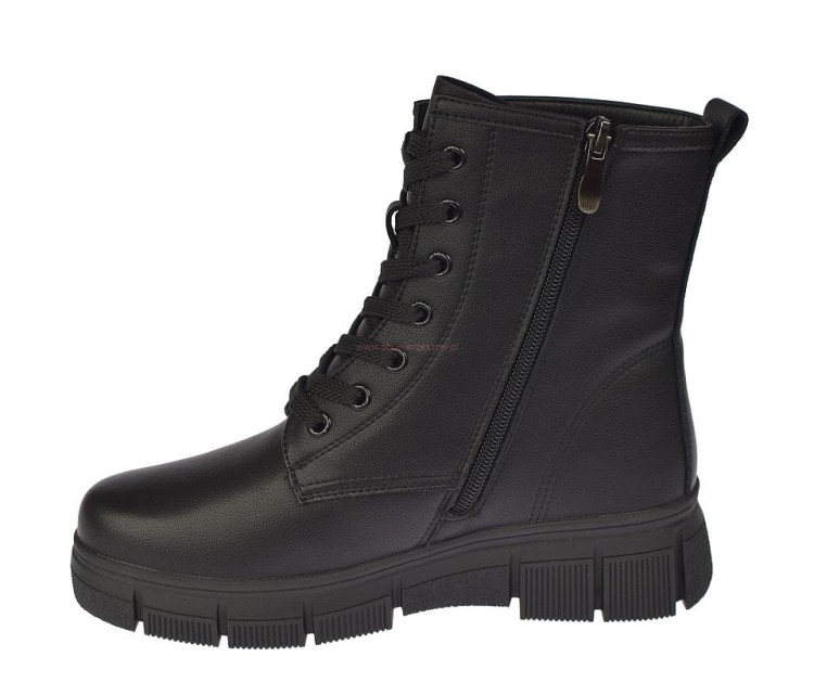 Glany skórzane damskie botki ocieplane na suwak