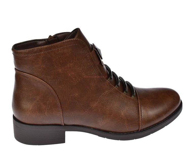 ocieplane botki damskie B-3-1363 – zamek i sznurowadła