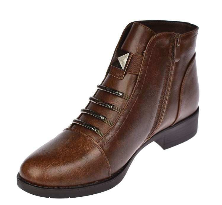 Ocieplane trzewiki damskie krótkie botki na suwak