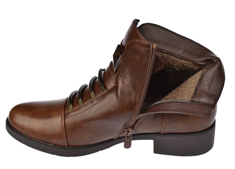 wnętrze botków damskich B-3-1363 z miękkim futerkiem