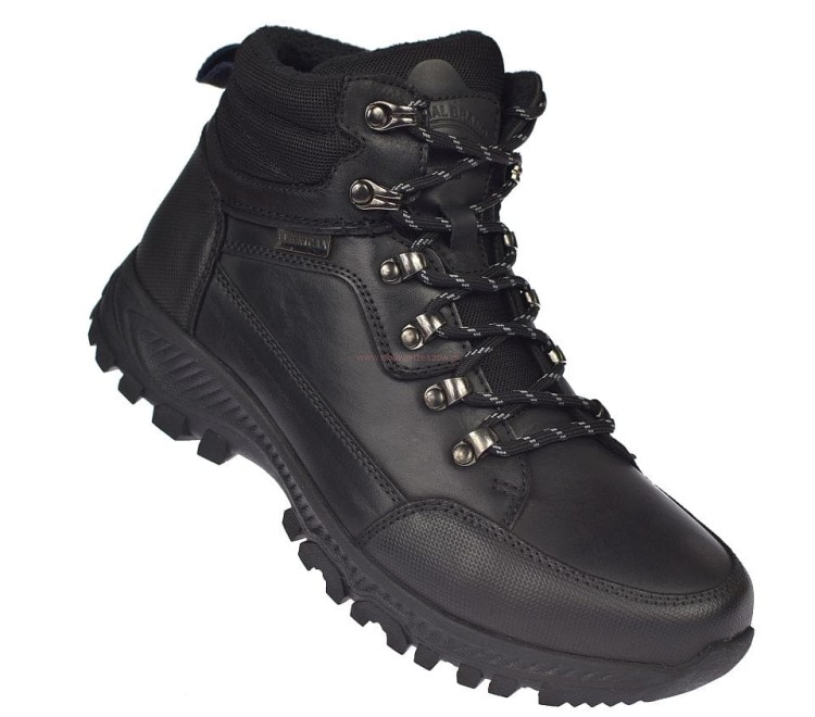 czarne skórzane trapery męskie ocieplane