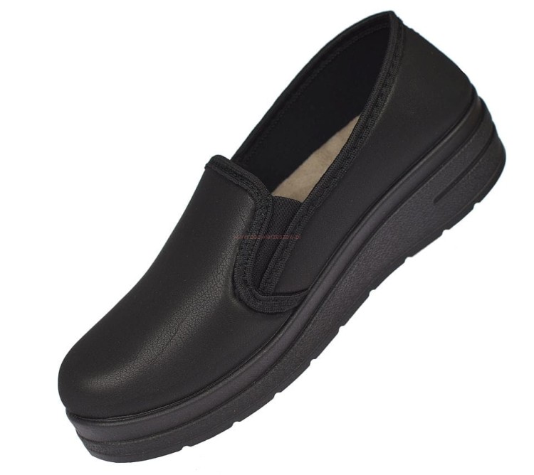 rozciągliwe półbuty damskie na haluksy BIOUP P-729 czarne