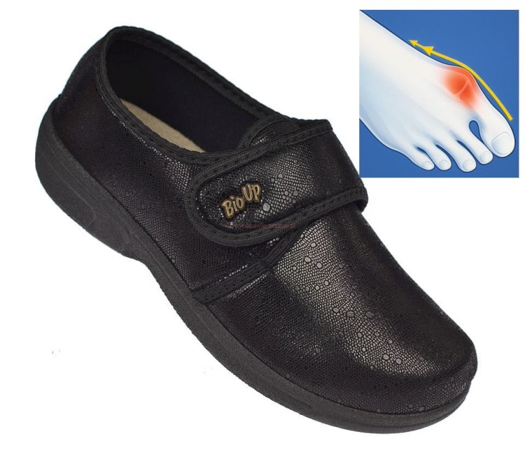 półbuty damskie na haluksy czarne BIOUP P-430 skóra syntetyczna rzepy